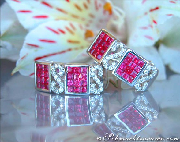 Attractive Ruby Earrings with Diamonds #1 Attractive Ruby Earrings with Diamonds #1