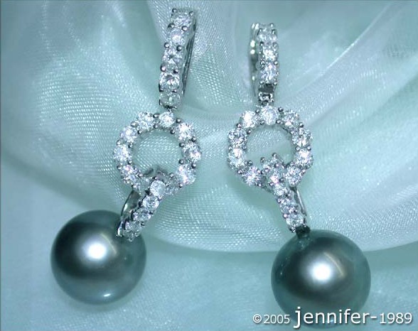 Aparte Tahitiperlen Ohrringe mit Brillanten #1 Aparte Tahitiperlen Ohrringe mit Brillanten #1