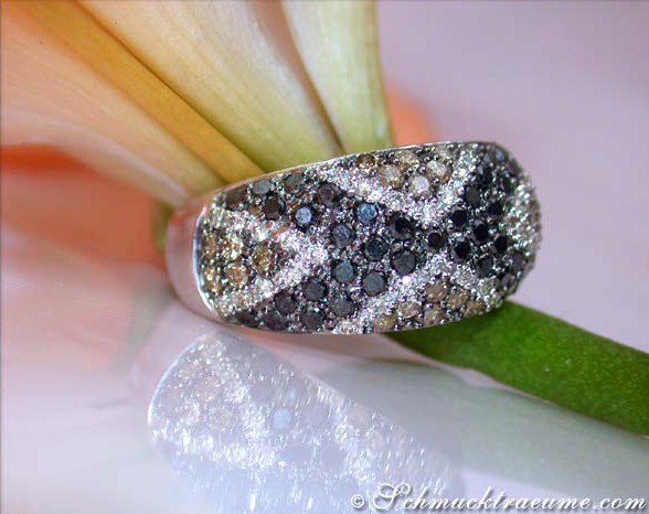 Pretty Ring with Black, Brown & White Diamonds #1 Pretty Ring with Black, Brown & White Diamonds #1