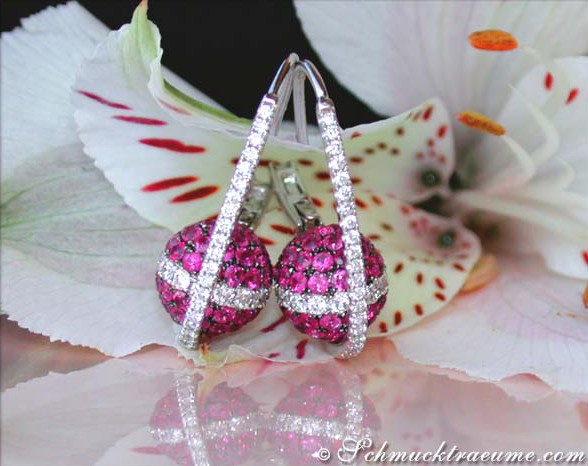 Attractive Ruby Earrings with Diamonds #1 Attractive Ruby Earrings with Diamonds #1
