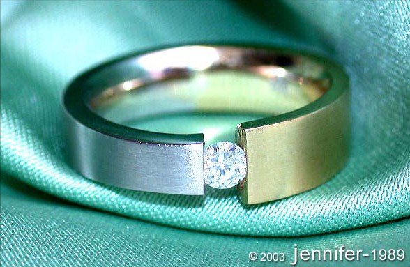 Minimalist Diamond Solitaire Ring (Two Tone Finish) #1 Minimalist Diamond Solitaire Ring (Two Tone Finish) #1