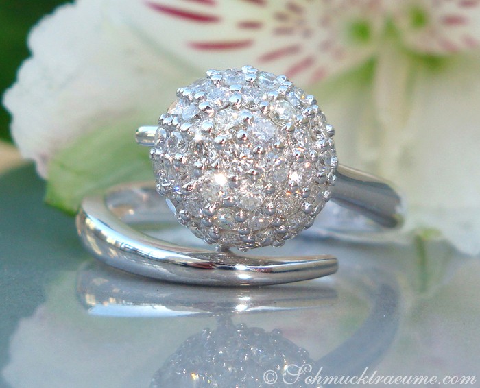 Attraktiver Diamanten Pavé Kugel Ring #1 Attraktiver Diamanten Pavé Kugel Ring #1