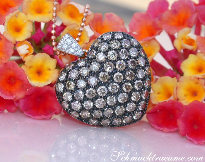 Attraktiver Herz Anhänger mit naturbraunen Brillanten an Kette #1 Attraktiver Herz Anhänger mit naturbraunen Brillanten an Kette #1