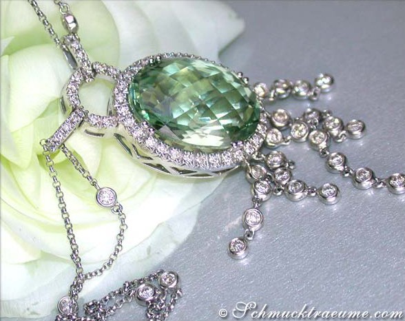 Wonderful Prasiolite Necklace with Diamonds #1 Wonderful Prasiolite Necklace with Diamonds #1