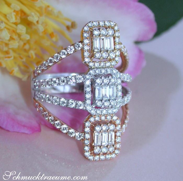 Striking Diamond Triple Square Ring (Tricolor Finish) #1 Striking Diamond Triple Square Ring (Tricolor Finish) #1