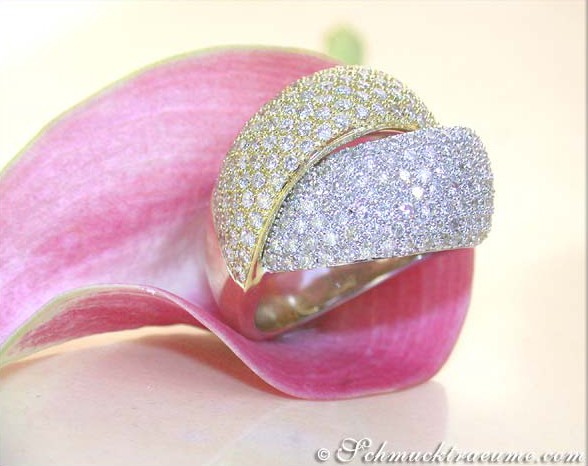 Auffallender Brillanten Ring in Gelbgold und Weißgold #1 Auffallender Brillanten Ring in Gelbgold und Weißgold #1