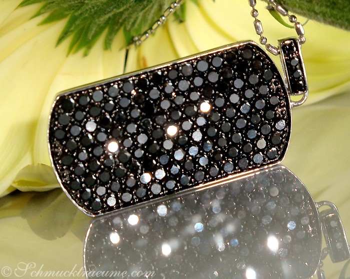 Auffallender schwarze Diamanten Dog Tag Anhänger #1 Auffallender schwarze Diamanten Dog Tag Anhänger #1