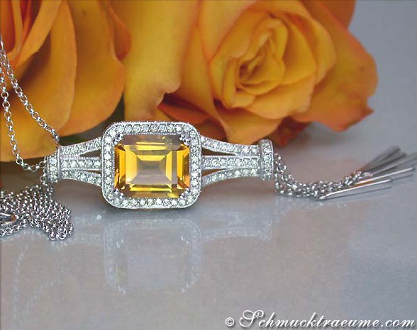 Unique Citrin Necklace with Diamonds #1 Unique Citrin Necklace with Diamonds #1