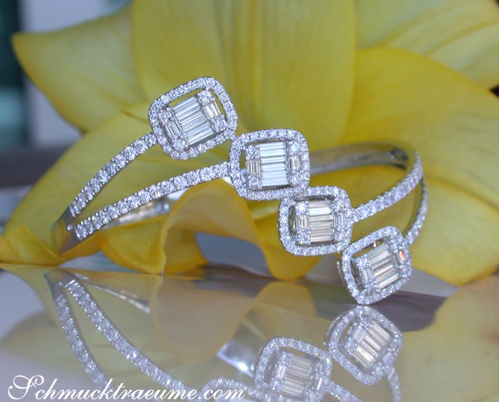 Unique Diamond Bangle with Baguette Diamonds #1 Unique Diamond Bangle with Baguette Diamonds #1