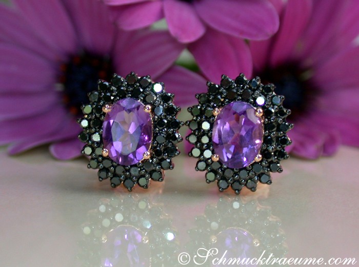 Enchanting Amethyst Studs with Black Diamonds #1 Enchanting Amethyst Studs with Black Diamonds #1