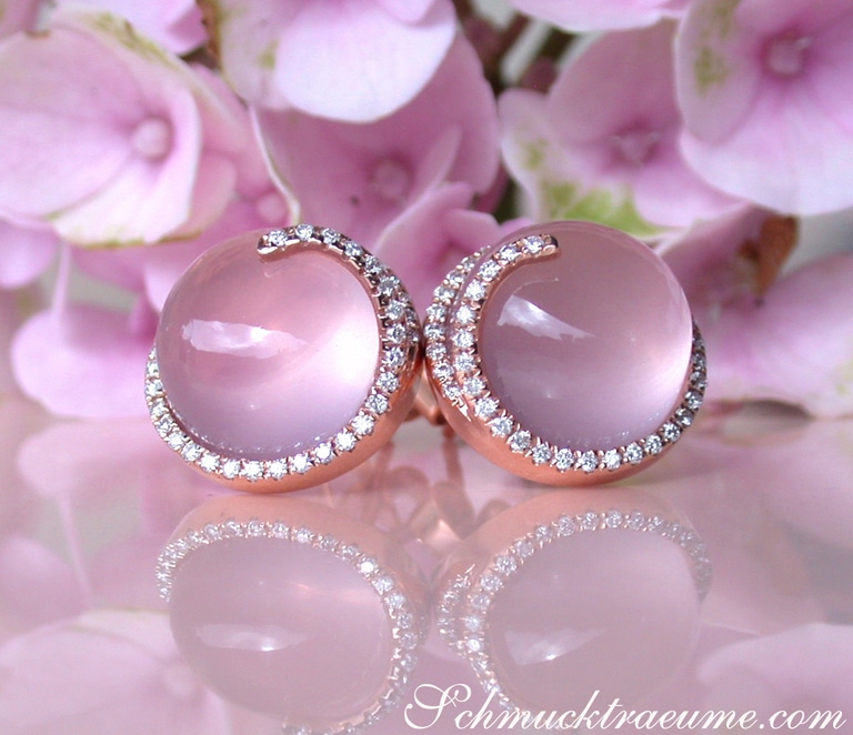 Enchanting Rose Quartz Diamond Stud Earrings #1 Enchanting Rose Quartz Diamond Stud Earrings #1