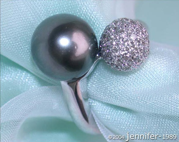 Bezaubernder Tahitiperle Ring mit Brillanten Pavé Kugel #1 Bezaubernder Tahitiperle Ring mit Brillanten Pavé Kugel #1