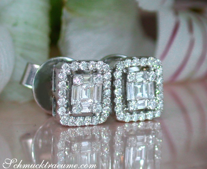 Beautiful Diamond Earrings (Baguette and Brilliant Cut) #1 Beautiful Diamond Earrings (Baguette and Brilliant Cut) #1