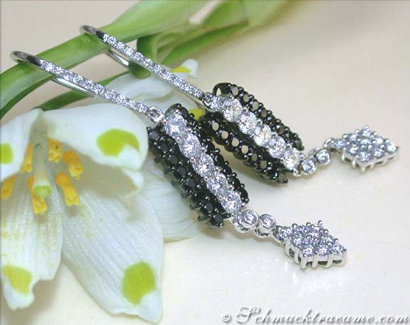 Bildschöne Ohrhänger mit schwarzen Diamanten #1 Bildschöne Ohrhänger mit schwarzen Diamanten #1