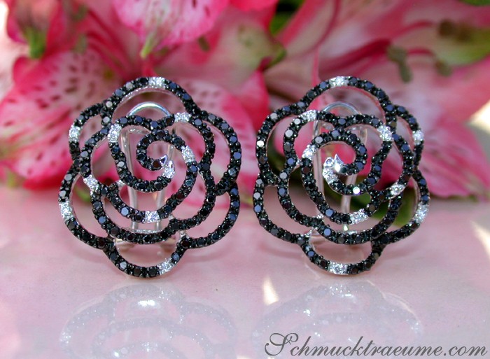 Picture Perfect Rose Earrings with Black Diamonds #1 Picture Perfect Rose Earrings with Black Diamonds #1