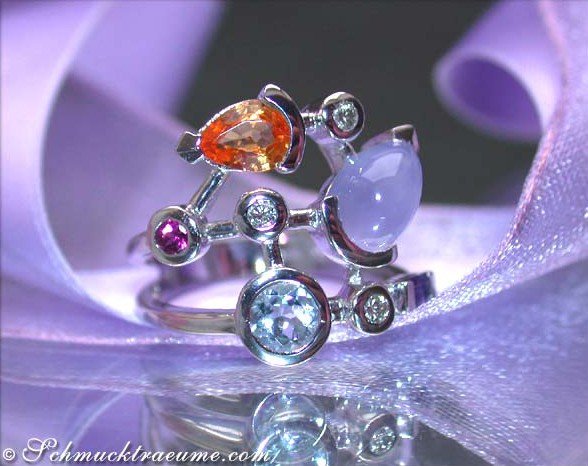 Wonderful Multicolor Gemstone Ring with Diamonds #1 Wonderful Multicolor Gemstone Ring with Diamonds #1
