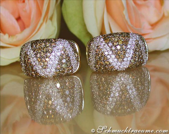 Attractive Brown and White Diamond Earrings (Zig Zag Style) #1 Attractive Brown and White Diamond Earrings (Zig Zag Style) #1
