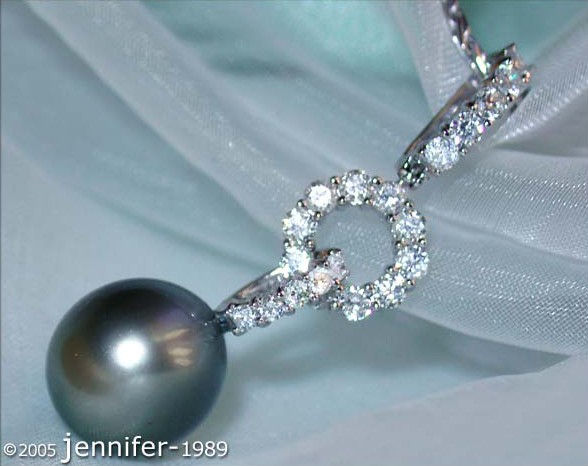 Charmanter Tahitiperle Anhänger mit Brillanten #1 Charmanter Tahitiperle Anhänger mit Brillanten #1