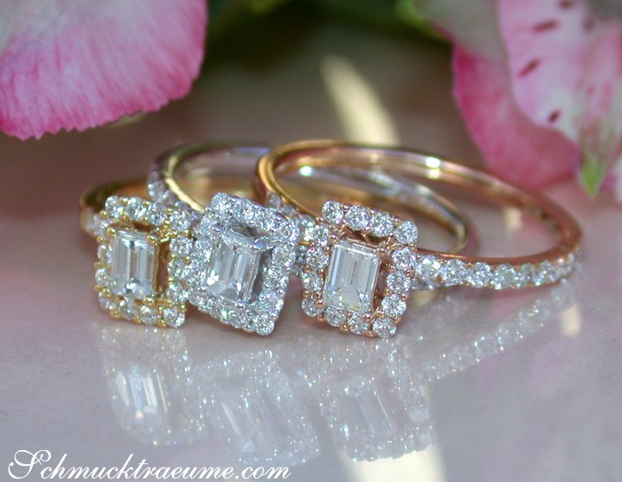 Drei bezaubernde Baguette Diamanten Ringe (stacking rings) #1 Drei bezaubernde Baguette Diamanten Ringe (stacking rings) #1