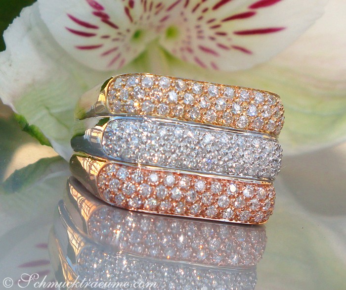 Three diamonds rings in one (three tone finish) #1 Three diamonds rings in one (three tone finish) #1