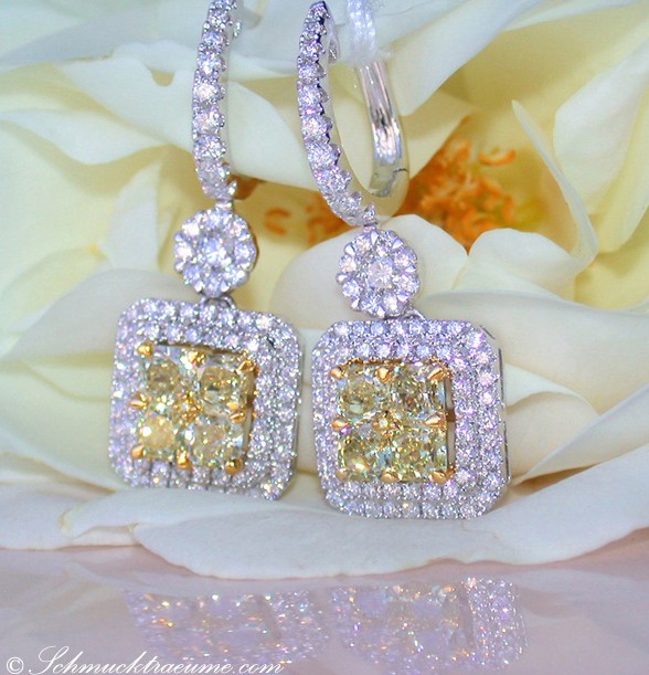 Edle gelbe Diamanten Ohrringe mit Brillanten #1 Edle gelbe Diamanten Ohrringe mit Brillanten #1