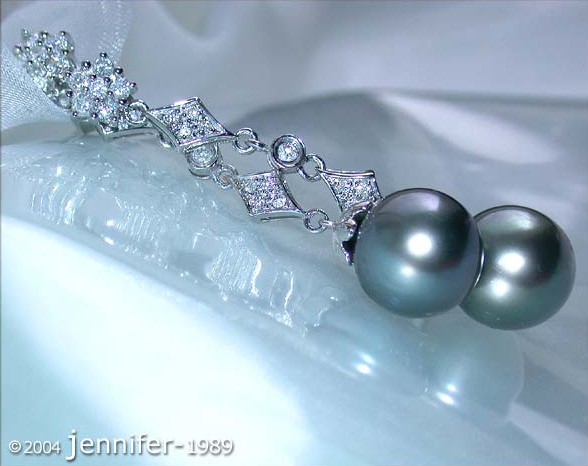 Precious Art Déco Inspired Tahitian Pearl Earrings #1 Precious Art Déco Inspired Tahitian Pearl Earrings #1