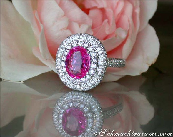 Noble Pink Sapphire Ring with Diamonds #1 Noble Pink Sapphire Ring with Diamonds #1