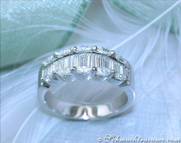 Elegant Marquise & Taper Cut Diamond Ring #1 Elegant Marquise & Taper Cut Diamond Ring #1