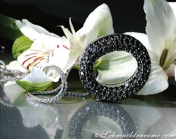 Edler schwarze Diamanten Kreis Anhänger #1 Edler schwarze Diamanten Kreis Anhänger #1