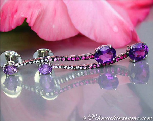 Magnificent Amethyst Earrings with Rubies, Sapphires and Diamonds #1 Magnificent Amethyst Earrings with Rubies, Sapphires and Diamonds #1