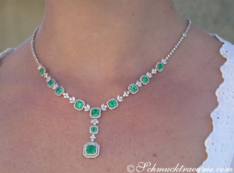 Unique Necklace with Columbian Emeralds and Diamonds #1 Unique Necklace with Columbian Emeralds and Diamonds #1