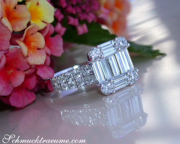 Tremendous Diamond Ring with extra long Baguette Diamonds #1 Tremendous Diamond Ring with extra long Baguette Diamonds #1