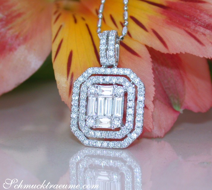 Erlesener Brillanten Anhänger mit Baguette Diamanten #1 Erlesener Brillanten Anhänger mit Baguette Diamanten #1