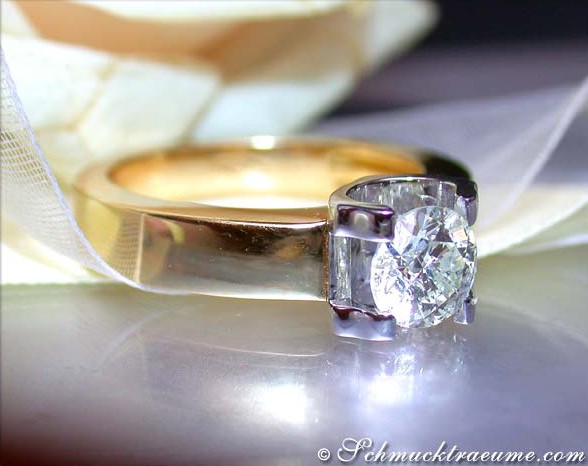 Erstklassiger Diamant Solitär Ring (Einkaräter) #1 Erstklassiger Diamant Solitär Ring (Einkaräter) #1