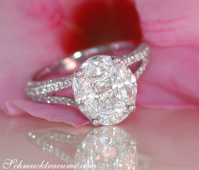 Erstklassiger Diamanten Ring im Illusion Design #1 Erstklassiger Diamanten Ring im Illusion Design #1