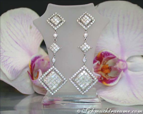 Exclusive Dangling Earrings with Princess Diamonds #1 Exclusive Dangling Earrings with Princess Diamonds #1