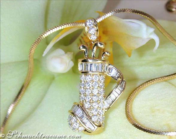 Exquisiter Diamanten Golfbag Anhänger in Gelbgold 750 #1 Exquisiter Diamanten Golfbag Anhänger in Gelbgold 750 #1