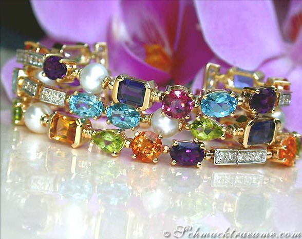 Exquisite Multicolor Diamond Pearl Bracelet #1 Exquisite Multicolor Diamond Pearl Bracelet #1