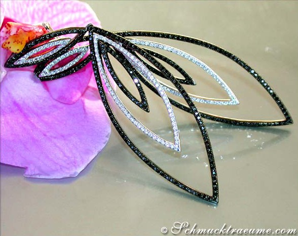 Extra long Dangling Earrings with Black Diamonds (78 mm) #1 Extra long Dangling Earrings with Black Diamonds (78 mm) #1