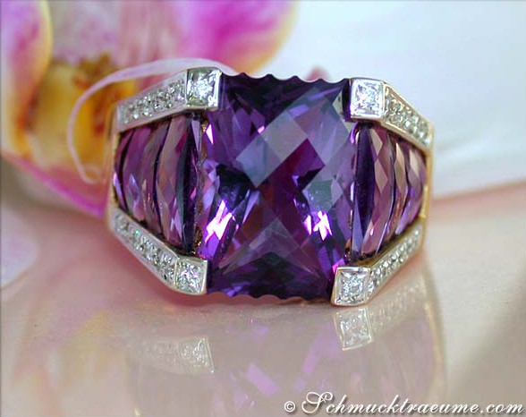 Unique Amethyst Ring with Diamonds #1 Unique Amethyst Ring with Diamonds #1