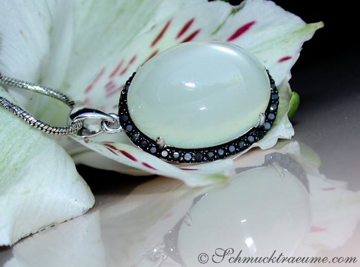 Fancy Moonstone Pendant with Black Diamonds #1 Fancy Moonstone Pendant with Black Diamonds #1