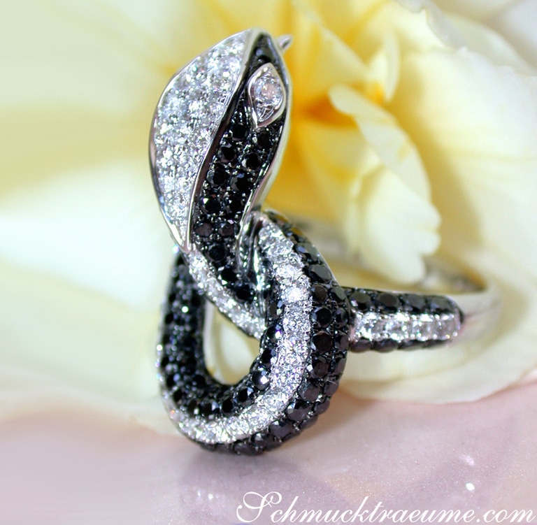 Extravagant Snake Ring with Black Diamonds #1 Extravagant Snake Ring with Black Diamonds #1