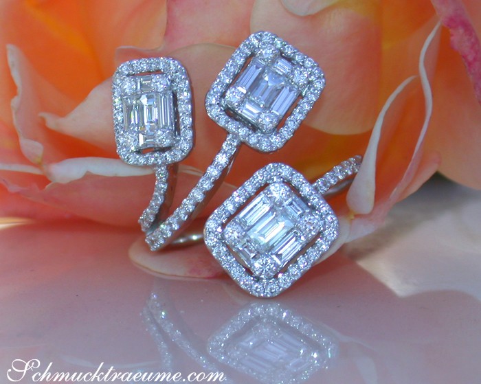 Unusual Diamond Ring with Baguette Diamonds #1 Unusual Diamond Ring with Baguette Diamonds #1