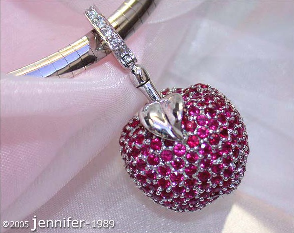 Fabulous Ruby Apple Pendant with Diamonds #1 Fabulous Ruby Apple Pendant with Diamonds #1