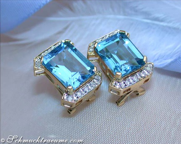 Pretty Blue Topaz Earrings with Diamonds #1 Pretty Blue Topaz Earrings with Diamonds #1