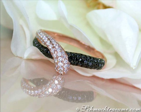 Feiner schwarze Diamanten Ring in Roségold #1 Feiner schwarze Diamanten Ring in Roségold #1