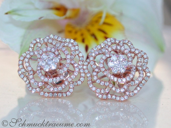 Terrific Diamond Rose Stud Earrings #1 Terrific Diamond Rose Stud Earrings #1