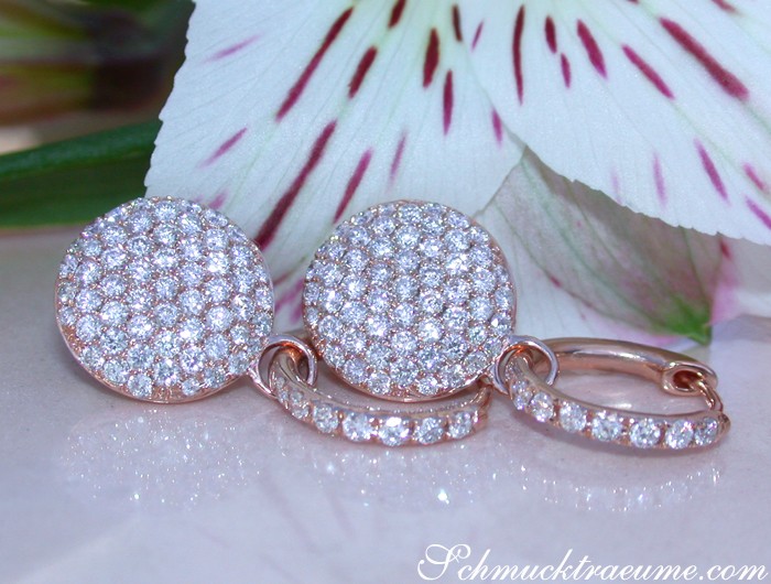 Pretty Diamond Earrings in Rose gold 14k #1 Pretty Diamond Earrings in Rose gold 14k #1