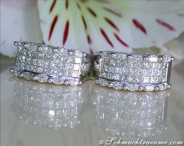 Fancy Huggie Earrings with Marquise & Princess Diamonds #1 Fancy Huggie Earrings with Marquise & Princess Diamonds #1