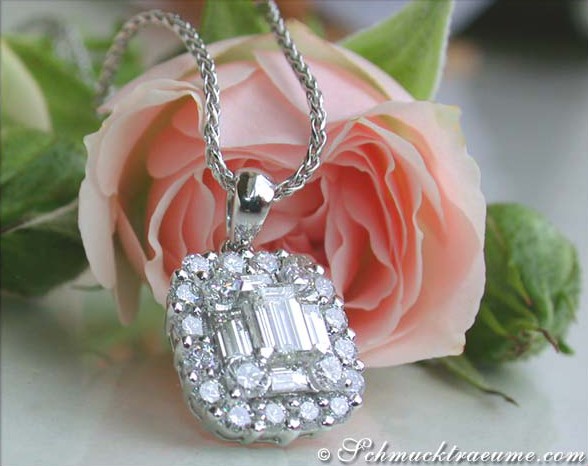 Exquisite Baguette & Brilliant Cut Diamond Pendant #1 Exquisite Baguette & Brilliant Cut Diamond Pendant #1